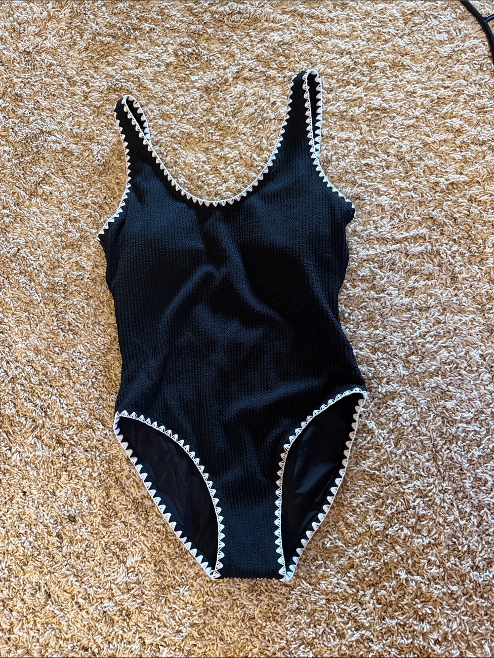 Betsey Johnson Black One-Piece Swimsuit with White Trim